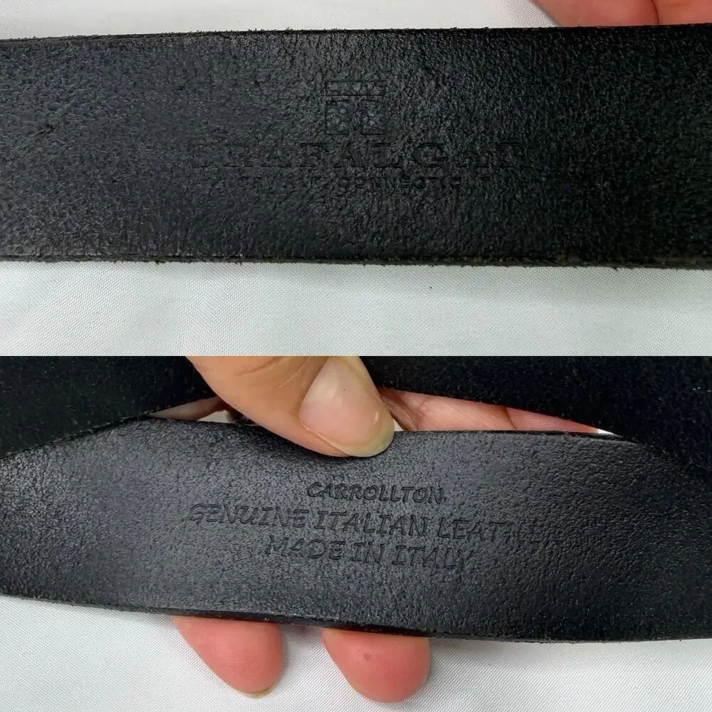 Trafalgar Carrollton Black Italian Leather Waist Belt Men’s Size 42 Made Italy